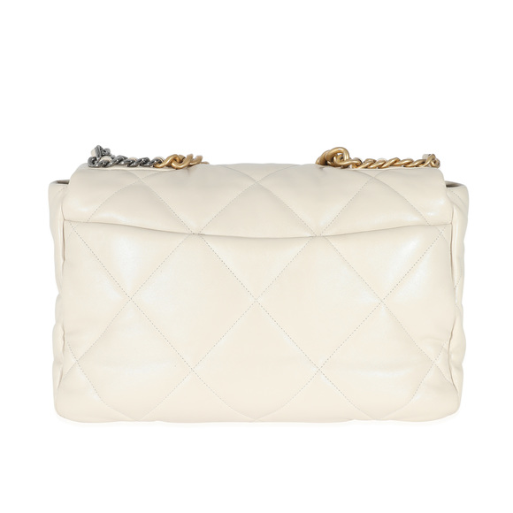 Chanel Ivory Shiny Quilted Lambskin Maxi Chanel 19 Flap Bag - Picture 3 of 7